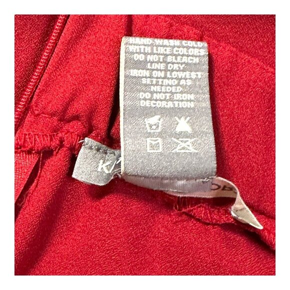 Kate & Mallory Cranberry Red Front Pleated Skirt 1X Poly/Spandex Stud Accents - Picture 6 of 7